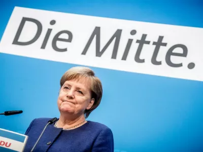 FILED - 05 November 2018, Berlin: Then German Chancellor Angela Merkel of the Christian Democratic Union (CDU) speaks at a press conference at the CDU headquarters. Former German chancellor Angela Merkel on Thursday criticized her opposition centre-right Christian Democrats (CDU) for passing a motion in parliament for hard-line reforms to migration policy with votes from the far-right Alternative for Germany (AfD). Photo: Michael Kappeler/dpa