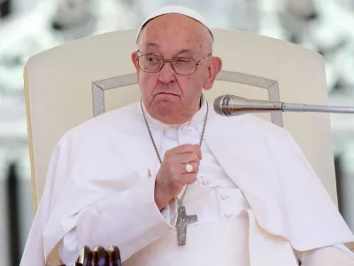 12 June 2024, Vatican, Vatican City: Pope Francis speaks leads his weekly General Audience in St. Peter's Square at the Vatican City. Photo: Evandro Inetti/ZUMA Press Wire/dpa