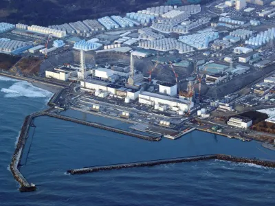 FILE PHOTO: An aerial view shows the Fukushima Daiichi nuclear power plant following a strong earthquake, in Okuma town, Fukushima prefecture, Japan in this photo taken by Kyodo on March 17, 2022. Mandatory credit Kyodo/via REUTERS ATTENTION EDITORS - THIS IMAGE WAS PROVIDED BY A THIRD PARTY. MANDATORY CREDIT. JAPAN OUT. NO COMMERCIAL OR EDITORIAL SALES IN JAPAN/File Photo