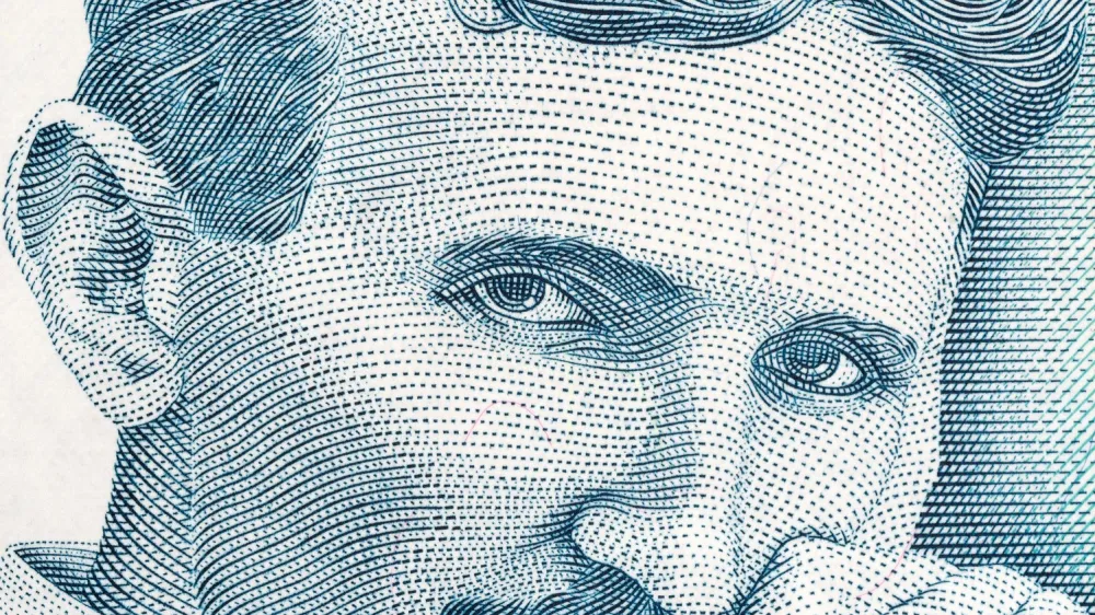 Nikola Tesla portrait from Serbian money