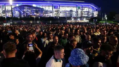 Soccer Football - Euro 2024 - Group C - Serbia v England - Arena AufSchalke, Gelsenkirchen, Germany - June 16, 2024 England fans leave the stadium after the match REUTERS/Thilo Schmuelgen