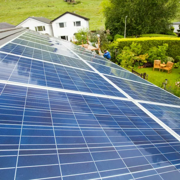 CWY2CC solar panels on a house roof in Ambleside, UK.