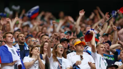 Soccer Football - Euro 2024 - Group C - Slovenia v Serbia - Munich Football Arena, Munich, Germany - June 20, 2024 Slovenia fans react REUTERS/Leonhard Simon