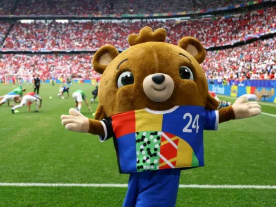 Soccer Football - Euro 2024 - Group C - Slovenia v Serbia - Munich Football Arena, Munich, Germany - June 20, 2024 Euro 2024 mascot Albart is seen inside the stadium before the match REUTERS/Leonhard Simon