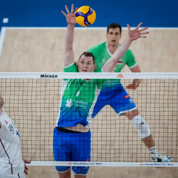 Ljubljana, Arena Stozice.Tekma med Slovenijo in Srbijo v okviru odbojkarske lige narodov.