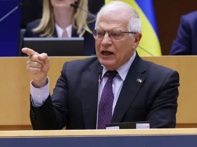 FILE PHOTO: European Union foreign policy chief Josep Borell addresses the special session to debate its response to the Russian invasion of Ukraine, in Brussels, Belgium March 1, 2022. REUTERS/Yves Herman/File Photo