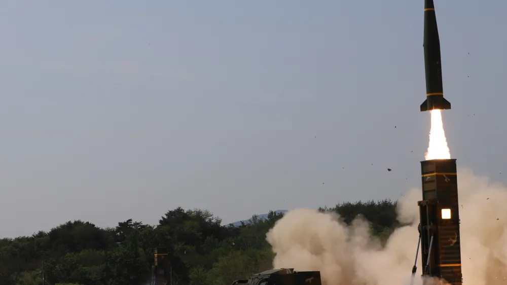 In this photo provided by South Korea Defense Ministry, a missile is fired during a joint training between U.S. and South Korea at an undisclosed location in South Korea, Wednesday, May 25, 2022. North Korea test-launched a suspected intercontinental ballistic missile and two shorter-range weapons into the sea Wednesday, South Korea said, hours after President Joe Biden ended a trip to Asia where he reaffirmed the U.S. commitment to defend its allies in the face of the North's nuclear threat. (South Korea Defense Ministry via AP)