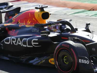 Red Bull driver Max Verstappen of the Netherlands steers his car during the Italian Grand Prix at the Monza racetrack, in Monza, Italy, Sunday, Sept. 11, 2022. (AP Photo/Luca Bruno)