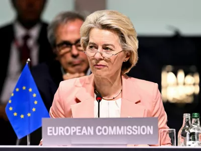 Ursula von der Leyen President of European Commission listens to a speech during the opening plenary session, during the Summit on peace in Ukraine, in Stansstad near Lucerne, Switzerland, Saturday, June 15, 2024. Heads of state from around the world gather on the Buergenstock Resort in central Switzerland for the Summit on Peace in Ukraine, on June 15 and 16. URS FLUEELER/Pool via REUTERS