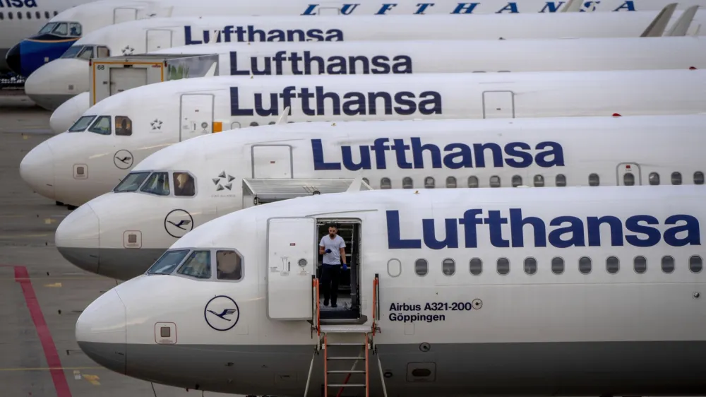 FILE --Lufthansa aircrafts are parked at the airport in Frankfurt, Germany, Friday, Sept.2, 2022. (AP Photo/Michael Probst,file)