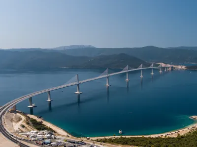 26.07.2022., Peljesac, Komarna - Peljeski most u svom punom sjaju uoci vecerasjeg otvorenja Photo: Igor Kralj/PIXSELL