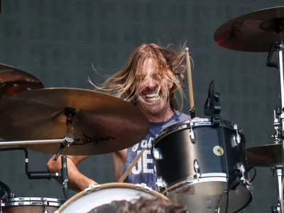 FILE - Taylor Hawkins of the Foo Fighters performs at Pilgrimage Music and Cultural Festival at The Park at Harlinsdale on Sunday, Sept. 22, 2019, in Franklin, Tenn. Hawkins, the longtime drummer for the rock band Foo Fighters, has died, according to reports, Friday, March 25, 2022. He was 50. (Photo by Al Wagner/Invision/AP, File)