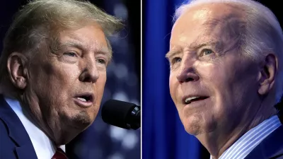 FILE - This combo image shows Republican presidential candidate former President Donald Trump, left, March 9, 2024 and President Joe Biden, right, Jan. 27, 2024. (AP Photo, File)