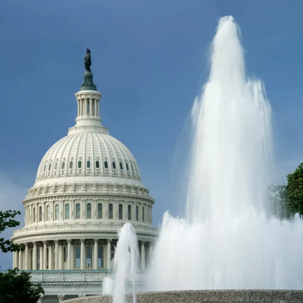 FILE PHOTO: The dome of the U.S. Capitol is seen beyond a fountain in Washington, U.S., August 12, 2022. REUTERS/Kevin Lamarque/File Photo