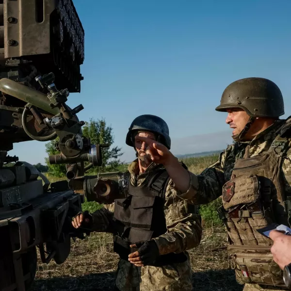 Ukrainian service members of the 110th Colonel-General Marko Bezruchko Separate Mechanized Brigade prepare to fire an RM-70 Vampire multiple launch rocket system towards Russian troops, amid Russia's attack on Ukraine, at a position near a front line in Donetsk region, Ukraine June 30, 2024. REUTERS/Alina Smutko