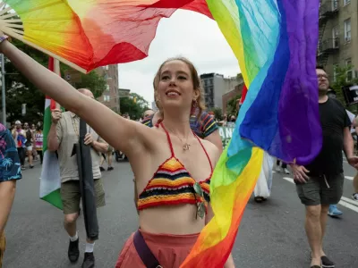 Revelers participate in the Queer Liberation March as Pride is celebrated in New York City, New York, U.S., June 30, 2024. REUTERS/Stephanie Keith