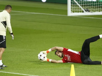 Soccer Football - Champions League - Benfica Training - Parc des Princes, Paris, France - October 10, 2022 Benfica's Helton Leite during training REUTERS/Gonzalo Fuentes