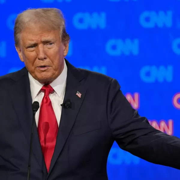 Republican presidential candidate former President Donald Trump speaks during a presidential debate hosted by CNN with President Joe Biden, Thursday, June 27, 2024, in Atlanta. (AP Photo/Gerald Herbert)