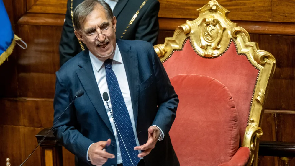 13 October 2022, Italy, Rome: Newly elected President of the Italian Senate Ignazio La Russa speaks during the Italian Senate opening session of the new parliament. Photo: Mauro Scrobogna/LaPresse via ZUMA Press/dpa