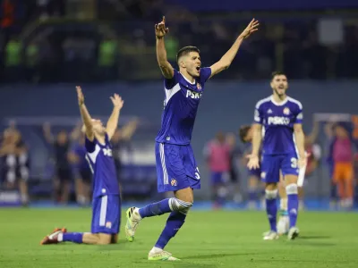 Soccer Football - Champions League - Group E - Dinamo Zagreb v Chelsea - Stadion Maksimir, Zagreb, Croatia - September 6, 2022  Dinamo Zagreb's Dino Peric celebrates after the match REUTERS/Antonio Bronic   TPX IMAGES OF THE DAY