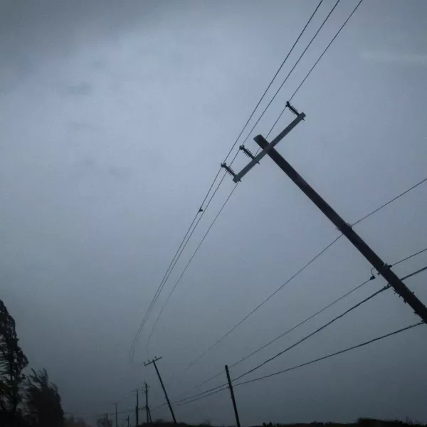 A view of a collapsed post as Hurricane Beryl hits the southern coast of the island, in Kingston, Jamaica, July 3, 2024. REUTERS/Marco Bello