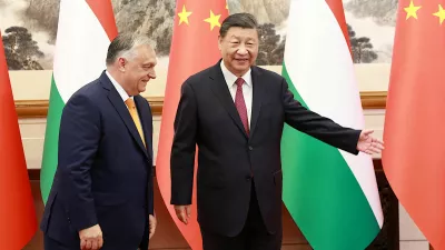 Chinese President Xi Jinping meets Hungary's Prime Minister Viktor Orban at the Diaoyutai State Guesthouse in Beijing, China July 8, 2024. China Daily via REUTERS ATTENTION EDITORS - THIS PICTURE WAS PROVIDED BY A THIRD PARTY. CHINA OUT. NO COMMERCIAL OR EDITORIAL SALES IN CHINA.