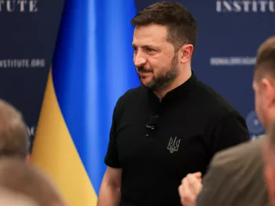 Ukraine's President Volodymyr Zelenskiy looks on at the Ronald Reagan Presidential Foundation and Institute on the sidelines of NATO's 75th anniversary summit in Washington, U.S., July 9, 2024. REUTERS/Kevin Mohatt