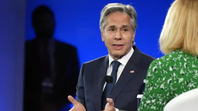 Secretary of State Antony Blinken speaks during the opening address of the NATO Public Forum, at the Marriott Marquis Hotel, during the NATO summit in Washington, Wednesday July 10, 2024. (AP Photo/Jacquelyn Martin)