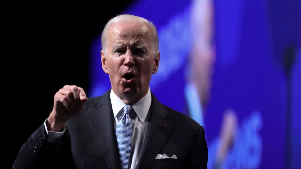 FILE PHOTO: U.S. President Joe Biden delivers remarks at the Pennsylvania Democratic Party's third annual Independence Dinner in Philadelphia, Pennsylvania, U.S., October 28, 2022. Reuters/Tasos Katopodis/File Photo