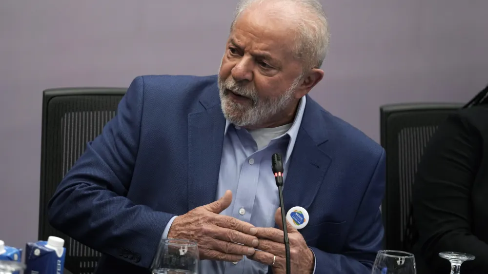 Brazilian President-elect Luiz Inacio Lula da Silva speaks at a meeting with youth activists at the COP27 U.N. Climate Summit, Thursday, Nov. 17, 2022, in Sharm el-Sheikh, Egypt. (AP Photo/Peter Dejong)