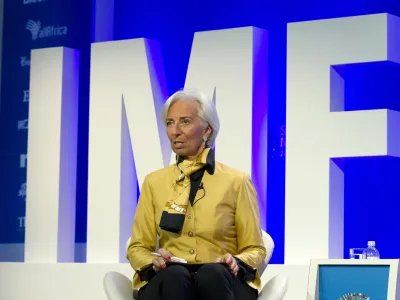 ﻿International Monetary Fund (IMF) Managing Director Christine Lagarde speaks at the panel Reforming the Euro Area: Views from inside and outside of Europe, during the World Bank/IMF Spring Meetings, in Washington, Thursday, April 19, 2018. (AP Photo/Jose Luis Magana)