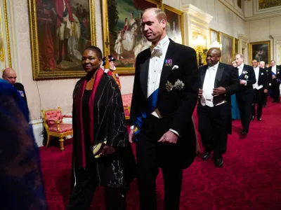 22 November 2022, United Kingdom, London: William (C), Prince of Wales, with guests during the State Banquet at Buckingham Palace, for the State Visit to the UK by President Cyril Ramaphosa of South Africa. Photo: Victoria Jones/PA Wire/dpa