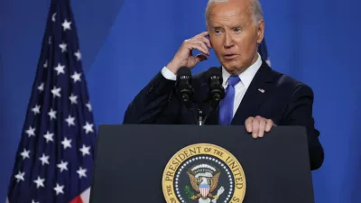 U.S. President Joe Biden attends a press conference during NATO's 75th anniversary summit, in Washington, U.S., July 11, 2024. REUTERS/Leah Millis