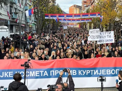 Serbian women protest in North Mitrovica, Kosovo November 23,2022.REUTERS/Fedja Grulovic