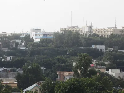 A general view shows a section of the Presidential Palace area where the Al Qaeda-linked al Shabaab Islamist militants attacked Villa Rose hotel, which is close to the palace, in Bondhere district, of Mogadishu, Somalia November 28, 2022. REUTERS/Feisal Omar