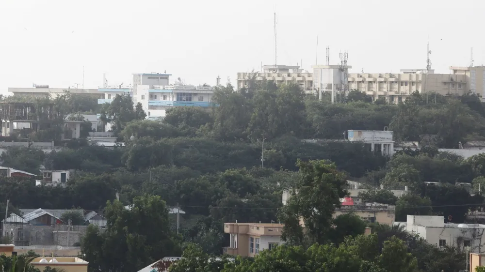 A general view shows a section of the Presidential Palace area where the Al Qaeda-linked al Shabaab Islamist militants attacked Villa Rose hotel, which is close to the palace, in Bondhere district, of Mogadishu, Somalia November 28, 2022. REUTERS/Feisal Omar