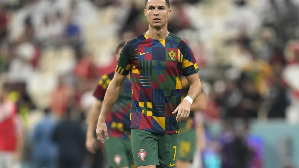 Portugal's Cristiano Ronaldo prior to the World Cup round of 16 soccer match between Portugal and Switzerland, at the Lusail Stadium in Lusail, Qatar, Tuesday, Dec. 6, 2022. (AP Photo/Darko Bandic)