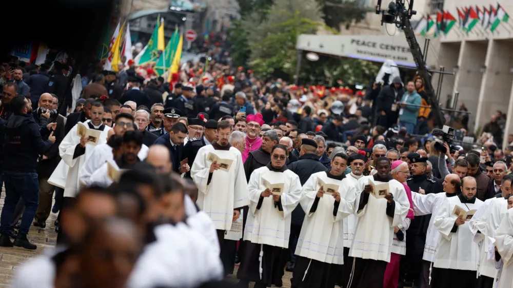 The Latin Patriarch of Jerusalem, Pierbattista Pizzaballa, attends Christmas celebrations, in Bethlehem, in the Israeli-occupied West Bank December 24, 2022. REUTERS/Mohamad Torokman