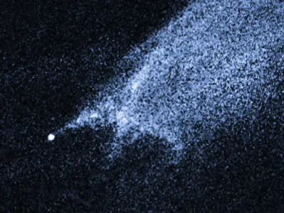 This Hubble Space Telescope picture, from the January 29, 2010, shows a bizarre X-pattern of filamentary structures near the point-like nucleus of the object and trailing streamers of dust. Astronomers have found a comet-like object they believe was created by the collision of two asteroids, possible siblings of the rogue rock blamed for killing the dinosaurs millions of years ago. The object, known as P/2010 A2, was circling about 90 million miles (144 million km) from Earth in the main asteroid belt between Mars and Jupiter when it was spotted last week by the Hubble Space Telescope.   REUTERS/NASA, ESA, and D. Jewitt (UCLA)/Handout (UNITED STATES - Tags: ENVIRONMENT SCI TECH) QUALITY FROM SOURCE. FOR EDITORIAL USE ONLY. NOT FOR SALE FOR MARKETING OR ADVERTISING CAMPAIGNS