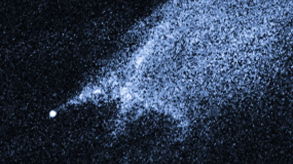 This Hubble Space Telescope picture, from the January 29, 2010, shows a bizarre X-pattern of filamentary structures near the point-like nucleus of the object and trailing streamers of dust. Astronomers have found a comet-like object they believe was created by the collision of two asteroids, possible siblings of the rogue rock blamed for killing the dinosaurs millions of years ago. The object, known as P/2010 A2, was circling about 90 million miles (144 million km) from Earth in the main asteroid belt between Mars and Jupiter when it was spotted last week by the Hubble Space Telescope.   REUTERS/NASA, ESA, and D. Jewitt (UCLA)/Handout (UNITED STATES - Tags: ENVIRONMENT SCI TECH) QUALITY FROM SOURCE. FOR EDITORIAL USE ONLY. NOT FOR SALE FOR MARKETING OR ADVERTISING CAMPAIGNS