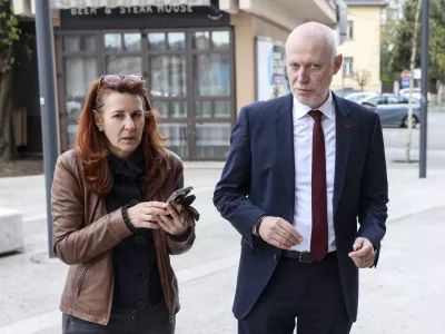 Andreja Katič, Milan Brglez- 04. 04. 2024 - predkongresno terensko srečanje članov stranke SD, na katerem bodo med drugim kandidati za vodenje SD predstavili svoje volilne programe; prostori bivše Občine Ljubljana - Vič, Trg mladinskih delovnih brigad 7 //FOTO: Jaka Gasar