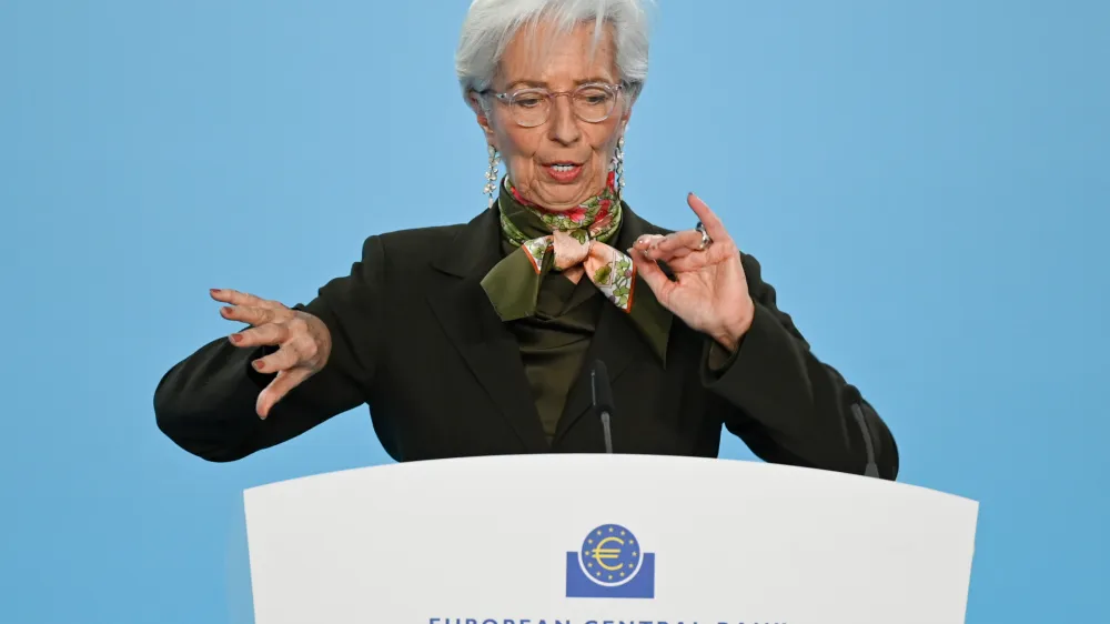 02 February 2023, Hesse, Frankfurt/Main: Christine Lagarde, President of the European Central Bank (ECB), speaks during a press conference at ECB headquarters. The European Central Bank (ECB) raised its key interest rate by 50 basis points to 3% on Thursday, the fifth hike in a row in a bid to curb eurozone inflation. Photo: Arne Dedert/dpa