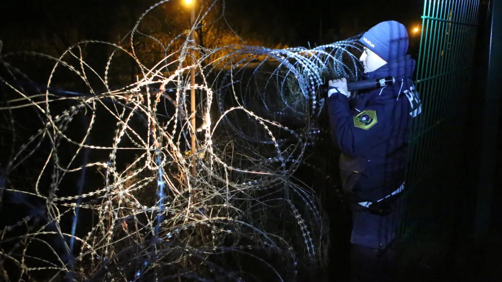 ﻿- žičnata ograja - - 27.12.2016 - Begunci 2016 - policijski nadzor zelene meje - Ilegalne migracije in prehodi schengenske meje - nezakoniti prehodi državne meje - slovensko-hrvaška meja - //FOTO: Tomaž Skale