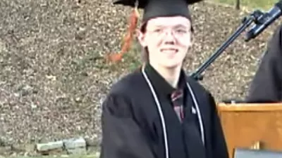 This June 3, 2022 still image taken from video provided by the Bethel Park School District shows student Thomas Matthew Crooks in the 2022 Bethel Park High School Commencement in Bethel Park, Pa. (The Bethel Park School District via AP)