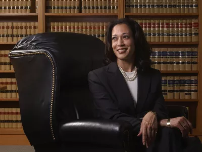 FILE - San Francisco District Attorney Kamala Harris poses for a portrait in San Francisco, June 18, 2004. She's already broken barriers, and now Vice President Harris could soon become the first Black woman to head a major party's presidential ticket after President Joe Biden's ended his reelection bid. The 59-year-old Harris was endorsed by Biden on Sunday, July 21, after he stepped aside amid widespread concerns about the viability of his candidacy. (AP Photo/Marcio Jose Sanchez, File)