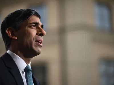 Britain's Prime Minister Rishi Sunak gives a tv interview on the sidelines of the Munich Security Conference (MSC) in Munich, Germany, February 18, 2023. Ben Stansall/Pool via REUTERS