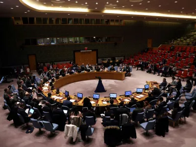 The United Nations Security Council meets to discuss the issue of Israeli settlement activities in the occupied Palestinian territory at U.N. headquarters in New York City, New York, U.S., February 20, 2023. REUTERS/Mike Segar