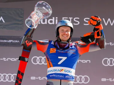 Kranjska Gora.<br>Moski veleslalom za 61. pokal Vitranc.<br>Zmagovalec Henrik Kristoffersen.