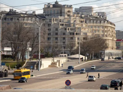 A general view shows the city on the Defender of the Fatherland Day in Tiraspol, Moldova's breakaway region of Transdniestria, February 23, 2023. REUTERS/Vladislav Bachev