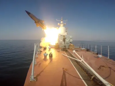 In this photo made from video provided by the Russian Defense Ministry Press Service on Tuesday, March 28, 2023, a Russian navy boat launches an anti-ship missile test in the Peter The Great Gulf in the Sea of Japan. Russia's Defense Ministry says Moscow has test-fired anti-ship missiles in the Sea of Japan. The ministry said Tuesday that a few boats launched a simulated missile attack on a mock enemy warship about 60 miles away. (Russian Defense Ministry Press Service via AP)